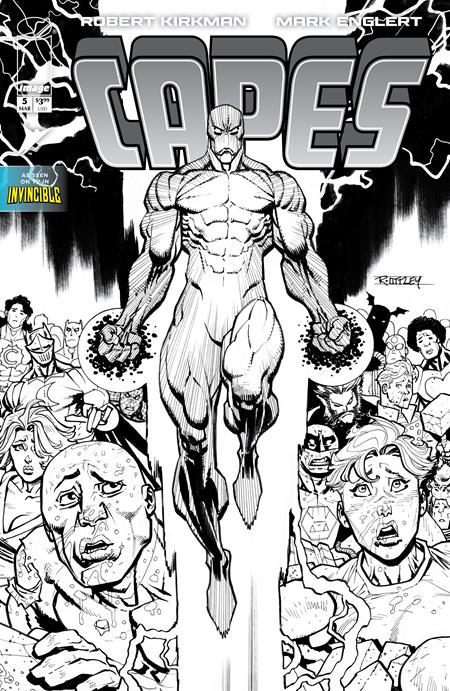 Invincible Universe Capes #5 E 1:50 Ryan Ottley B&W Variant (03/25/2026) Image