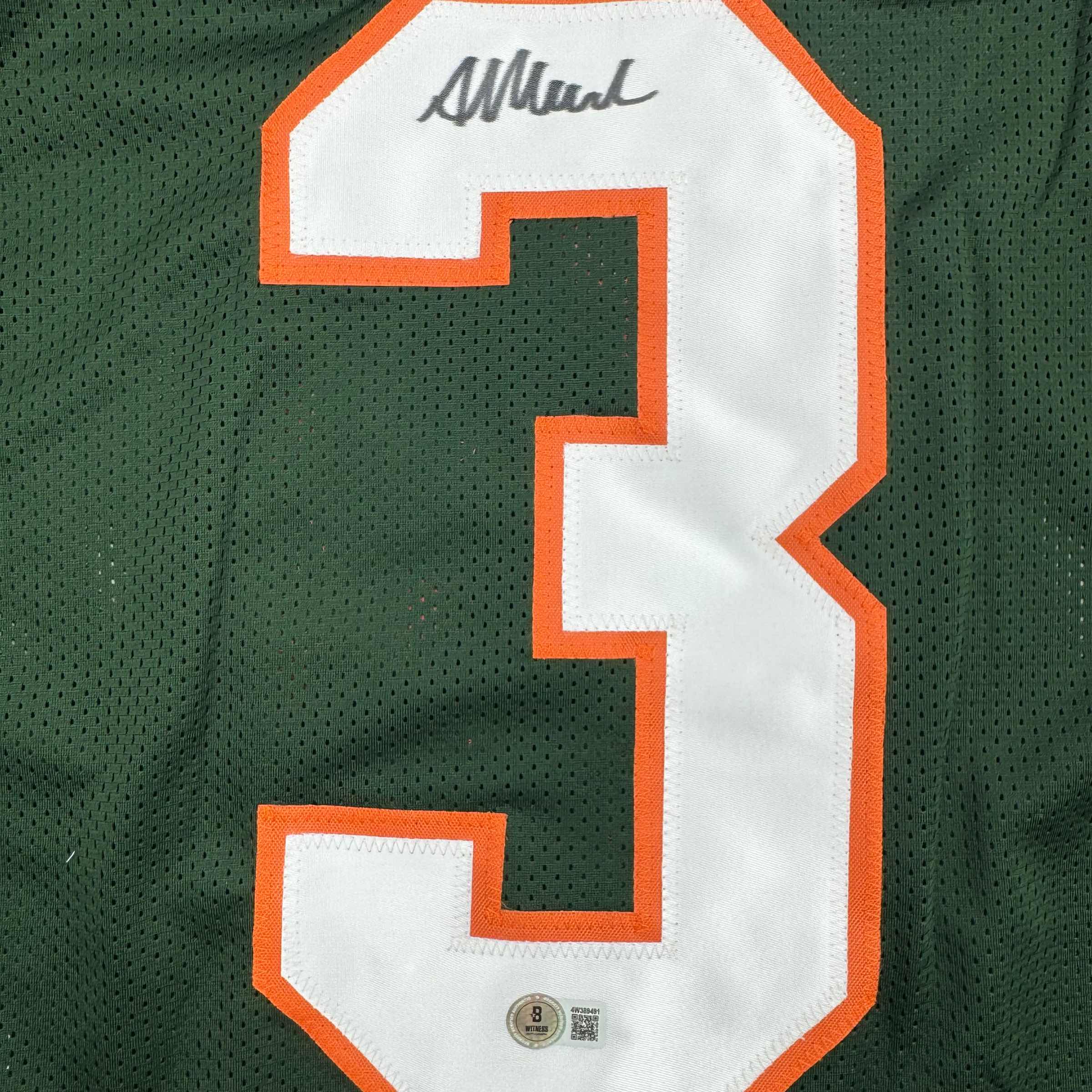 Autographed/Signed Akheem Mesidor Miami Green College Football Jersey Beckett BAS COA - Image 3