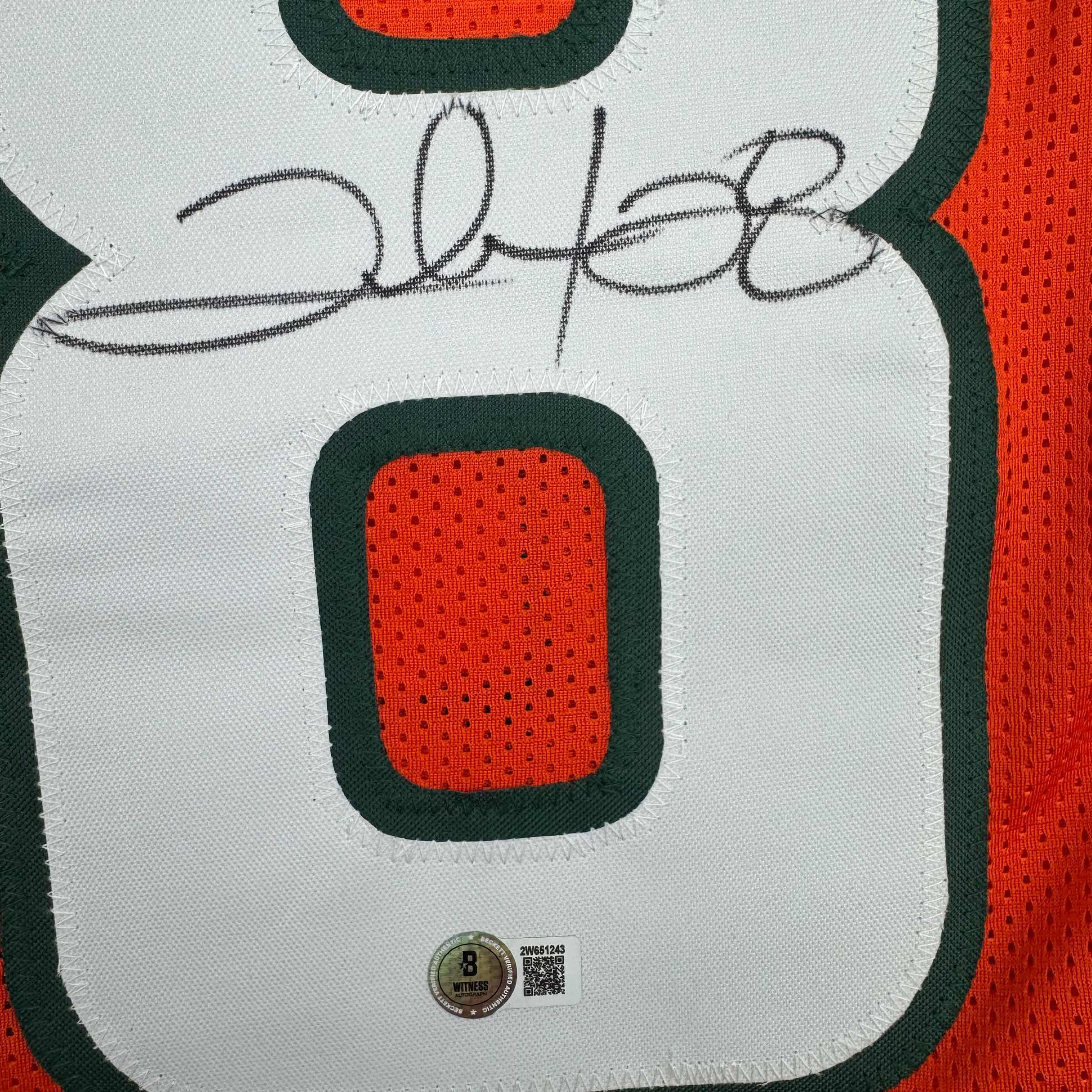 Autographed/Signed Clinton Portis Miami Orange College Football Jersey Beckett BAS COA - Image 3