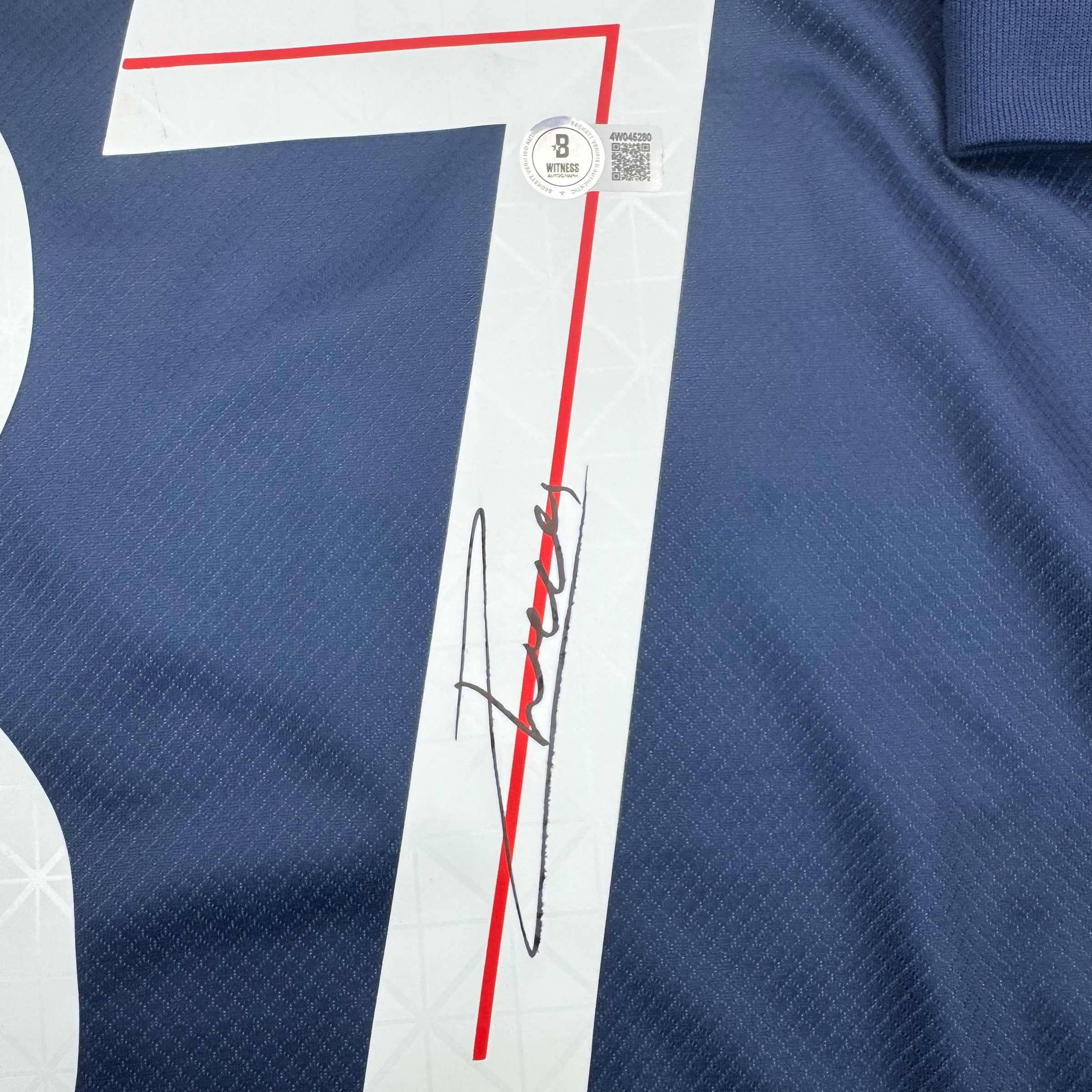 Autographed/Signed Joao Neves PSG Paris Saint Germain Blue Soccer Futbol Jersey Beckett BAS COA - Image 3