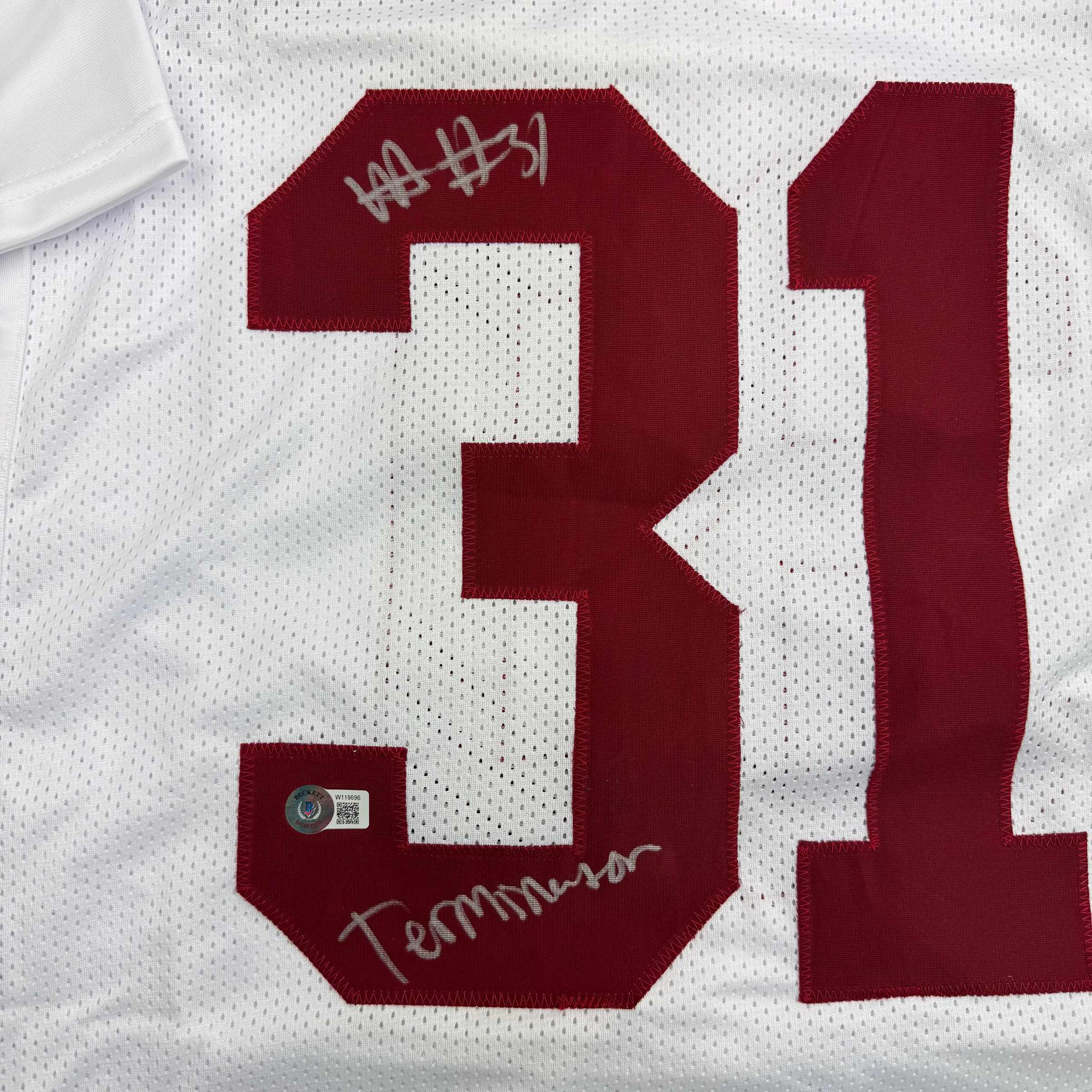 Autographed/Signed Will Anderson "Terminator" Alabama White College Football Jersey Beckett BAS COA - Image 3