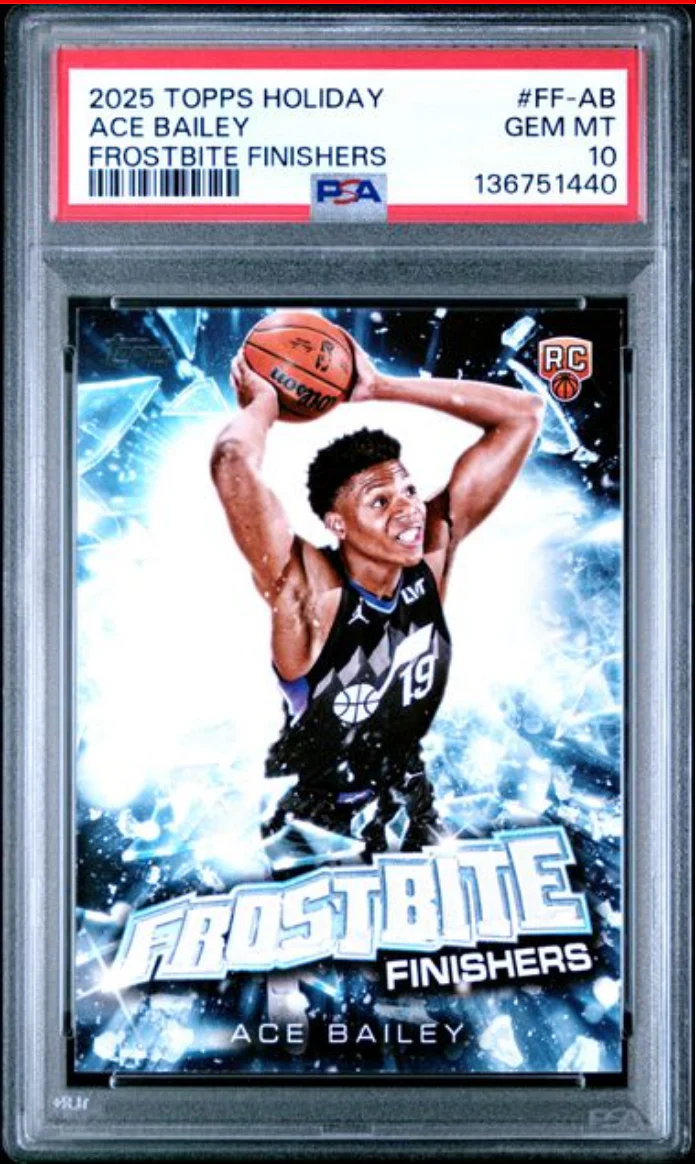 Graded 2025 Topps Holiday Ace Bailey #FFAB Frostbite Finishers Rookie RC Basketball Card PSA 10 Gem Mint