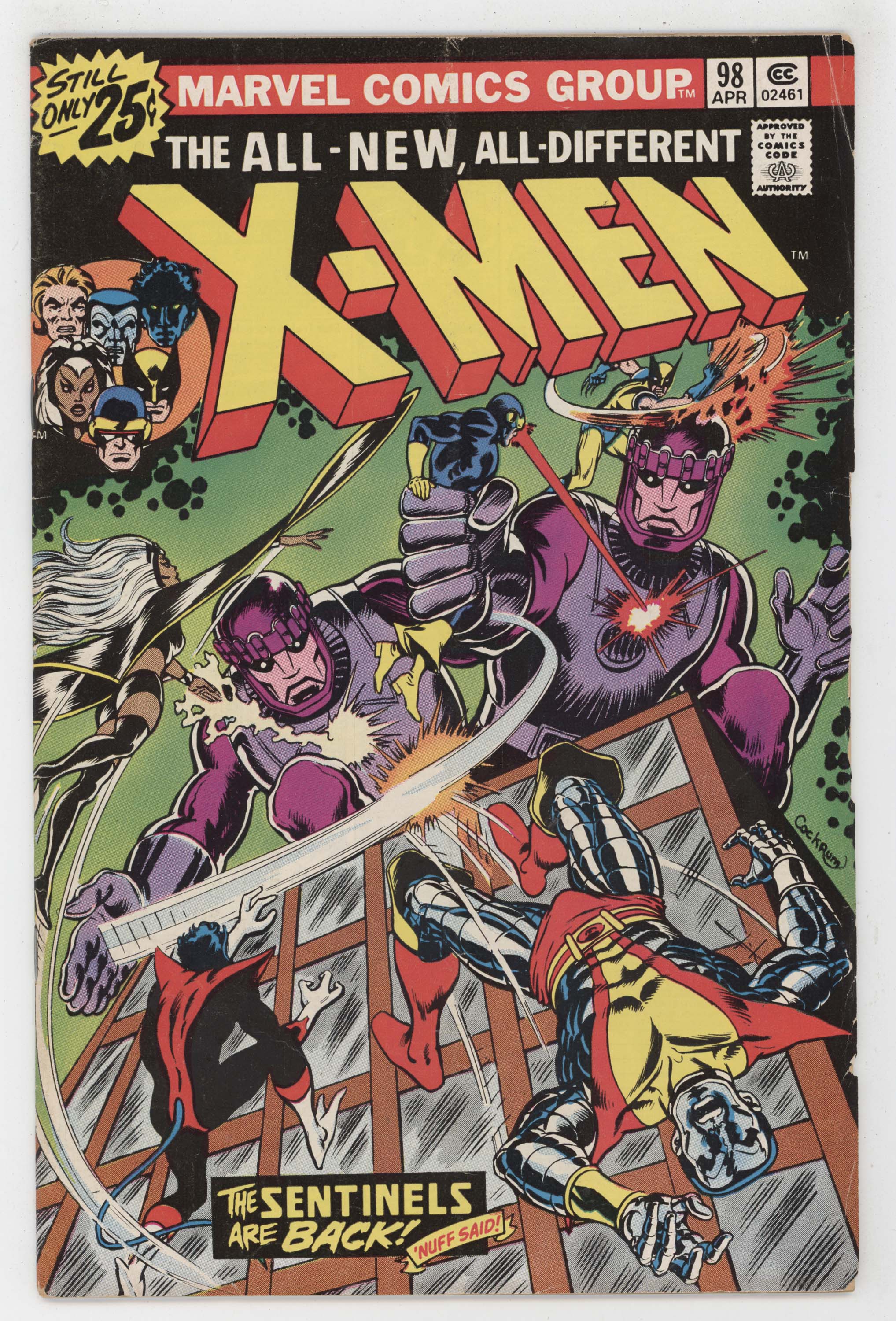 Uncanny X-Men 98 Marvel 1976 VG Sentinels Wolverine Colossus Nightcrawler